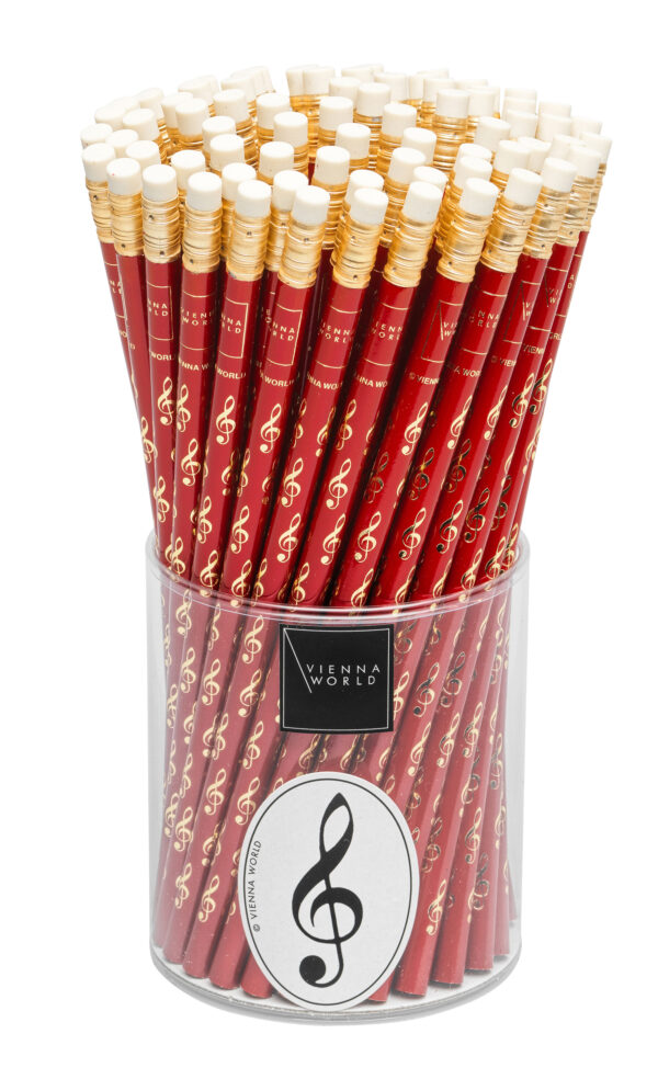 Bleistift Musik - rot mit Violinschlüssel in gold