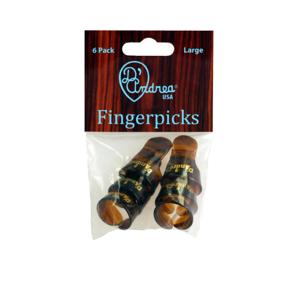 D'Andrea Finger Picks (R6374 LG SHL), 6 pcs Pick Pack, Large, Shell