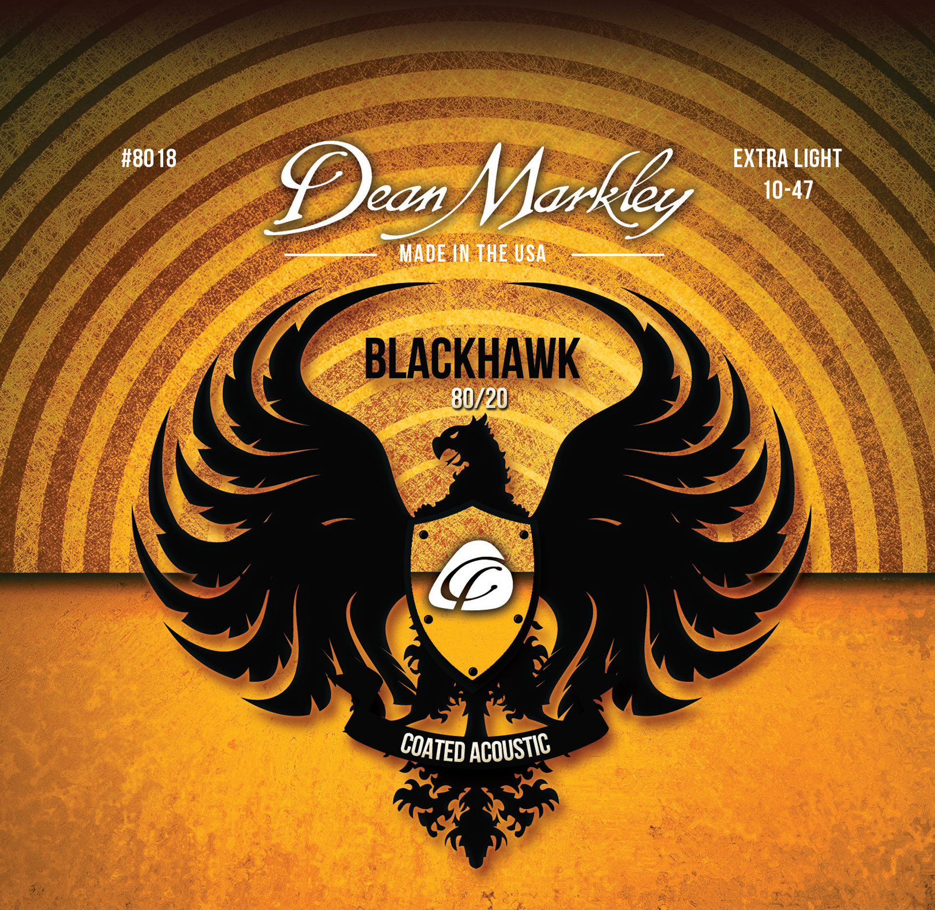 Dean Markley Blackhawk - 8018 - Coated Acoustic Guitar String Set, 80/20, Extra Light, .010-.047