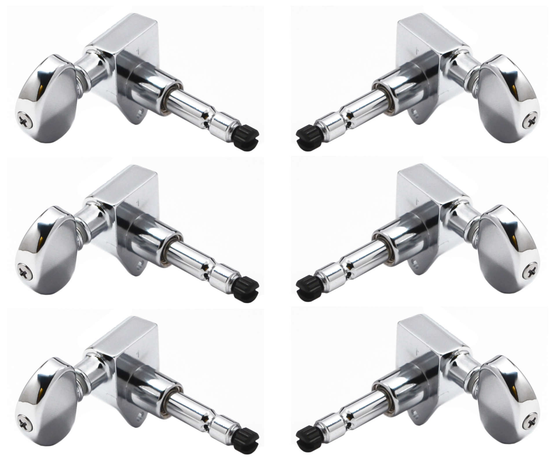 Grover 602C Tip Lock Locking Rotomatics with Round Button - Guitar Machine Heads, 3 + 3 - Chrome