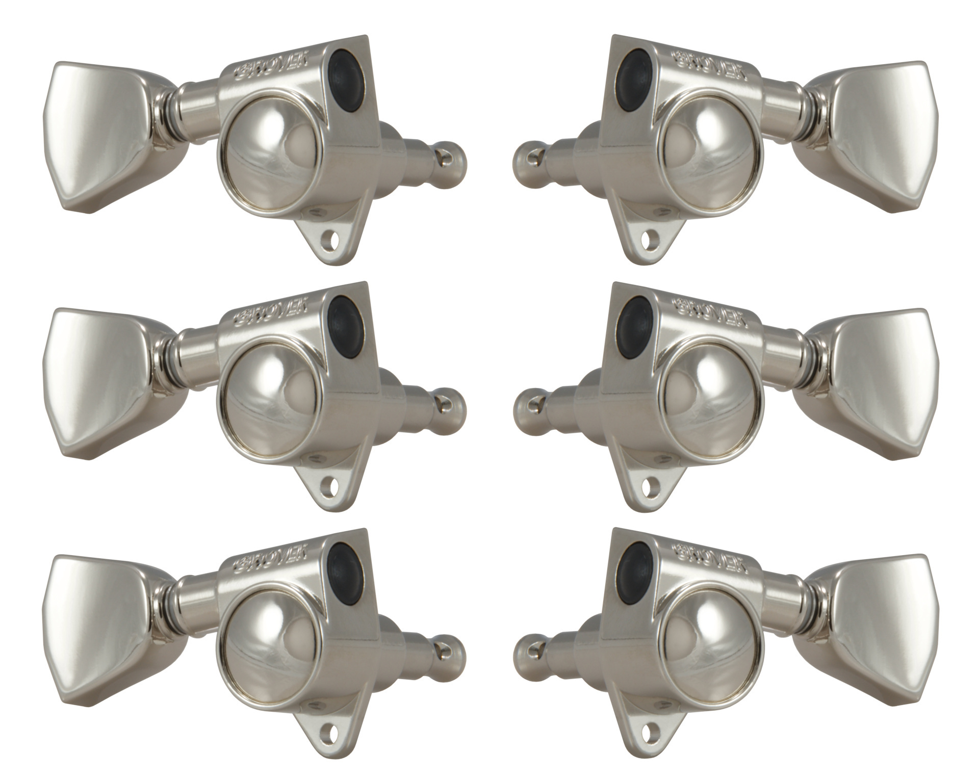 Grover 102-18NK Original Rotomatics with 18:1 Gear Ratio and Keystone Button - Guitar Machine Heads, 3 + 3 - Nickel