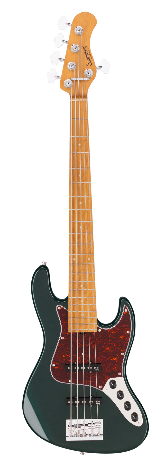 Sadowsky MetroExpress 21-Fret Vintage J/J Bass, Roasted Maple Fingerboard, 5-String - Solid Sherwood Green Metallic High Polish