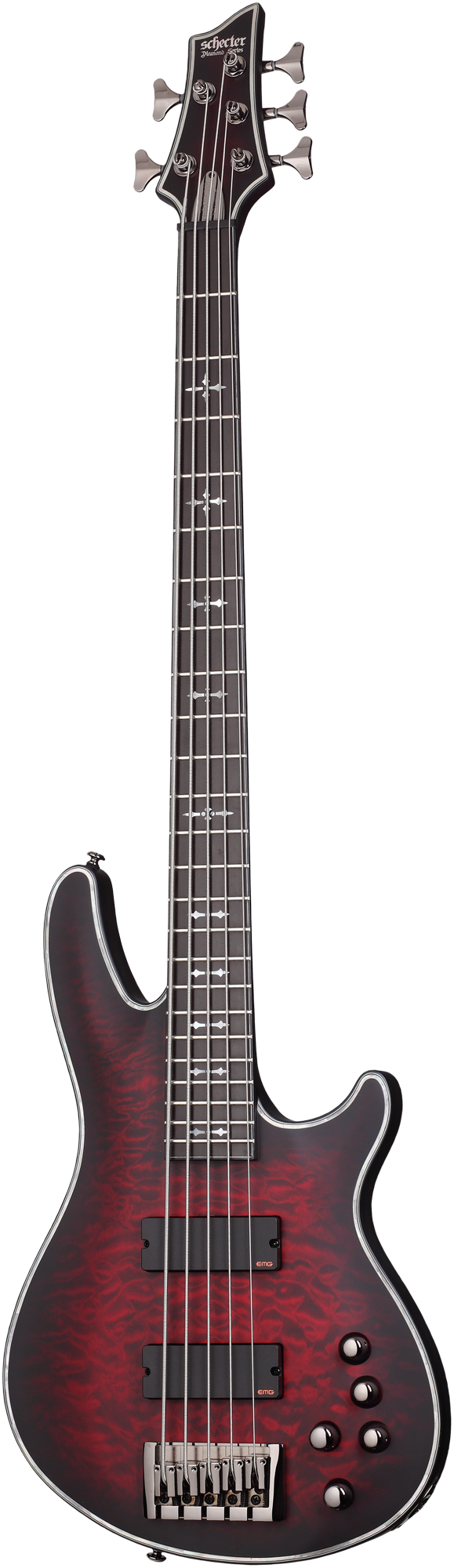 SCHECTER E-Bass Hellraiser Extreme-5, Crimson Red Burst Satin