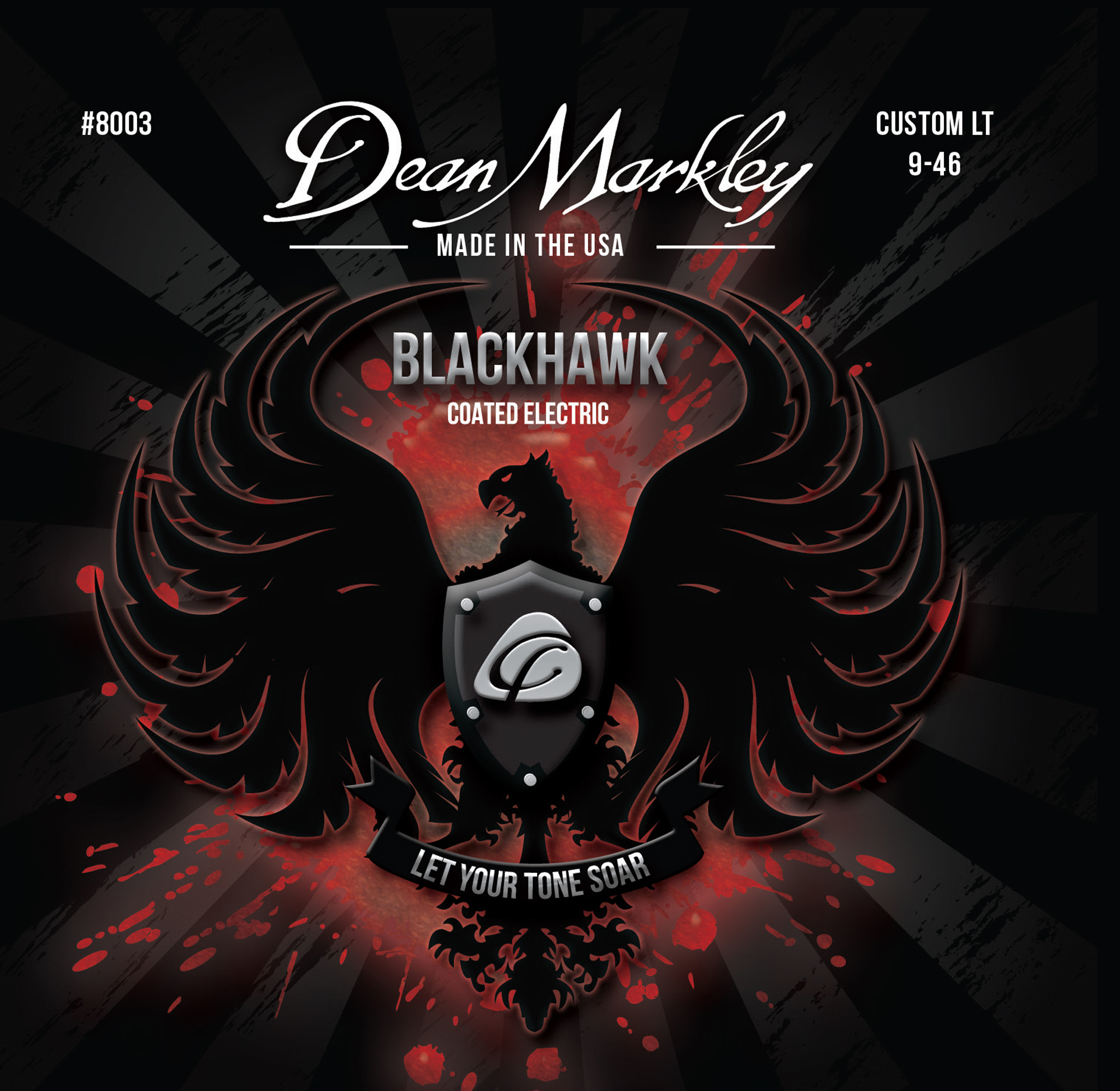 Dean Markley Blackhawk - 8003 - Coated Electric Guitar String Set, Custom Light, .009-.046