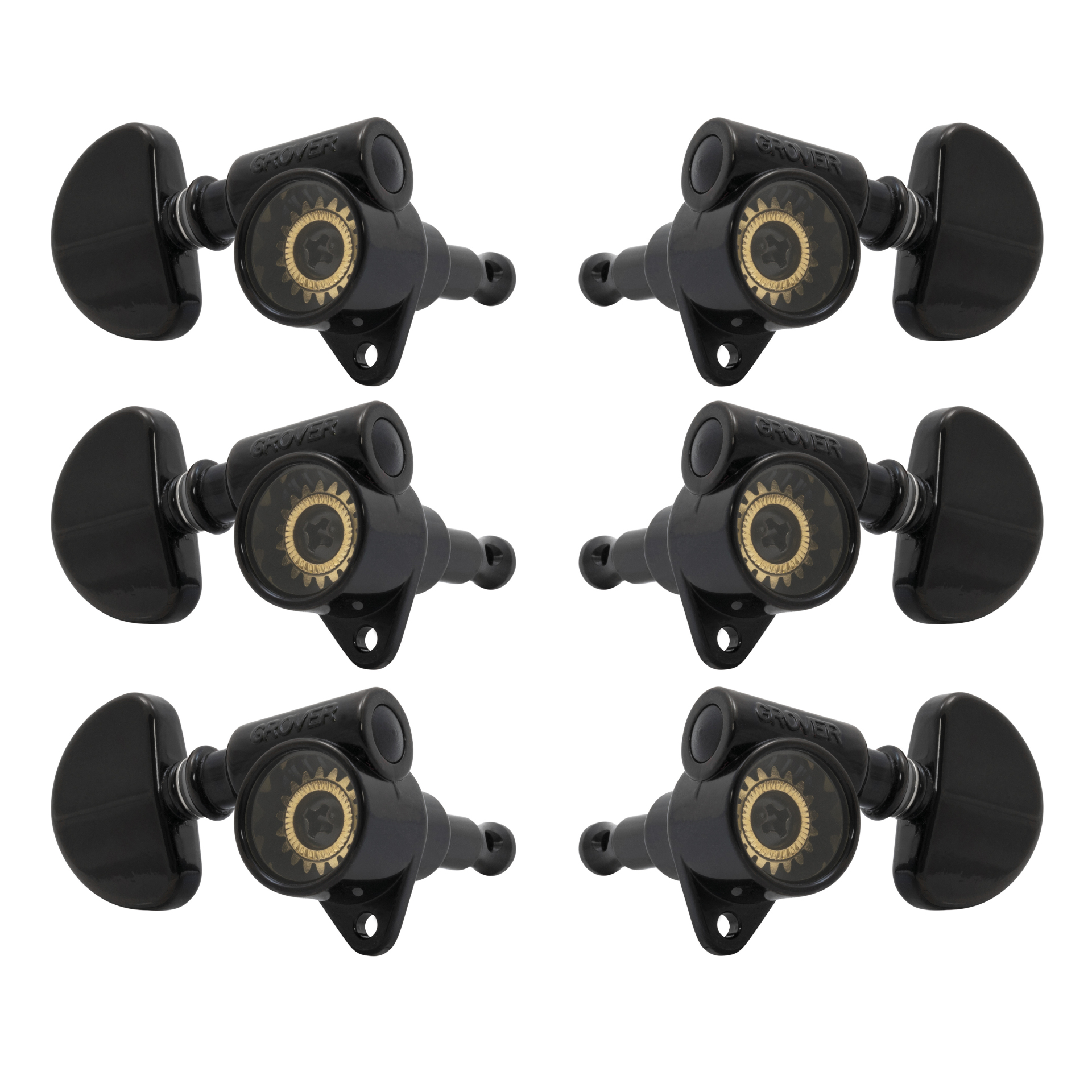 Grover 102SVBC Skeleton View Rotomatics - Guitar Machine Heads, 3 + 3 - Black Chrome