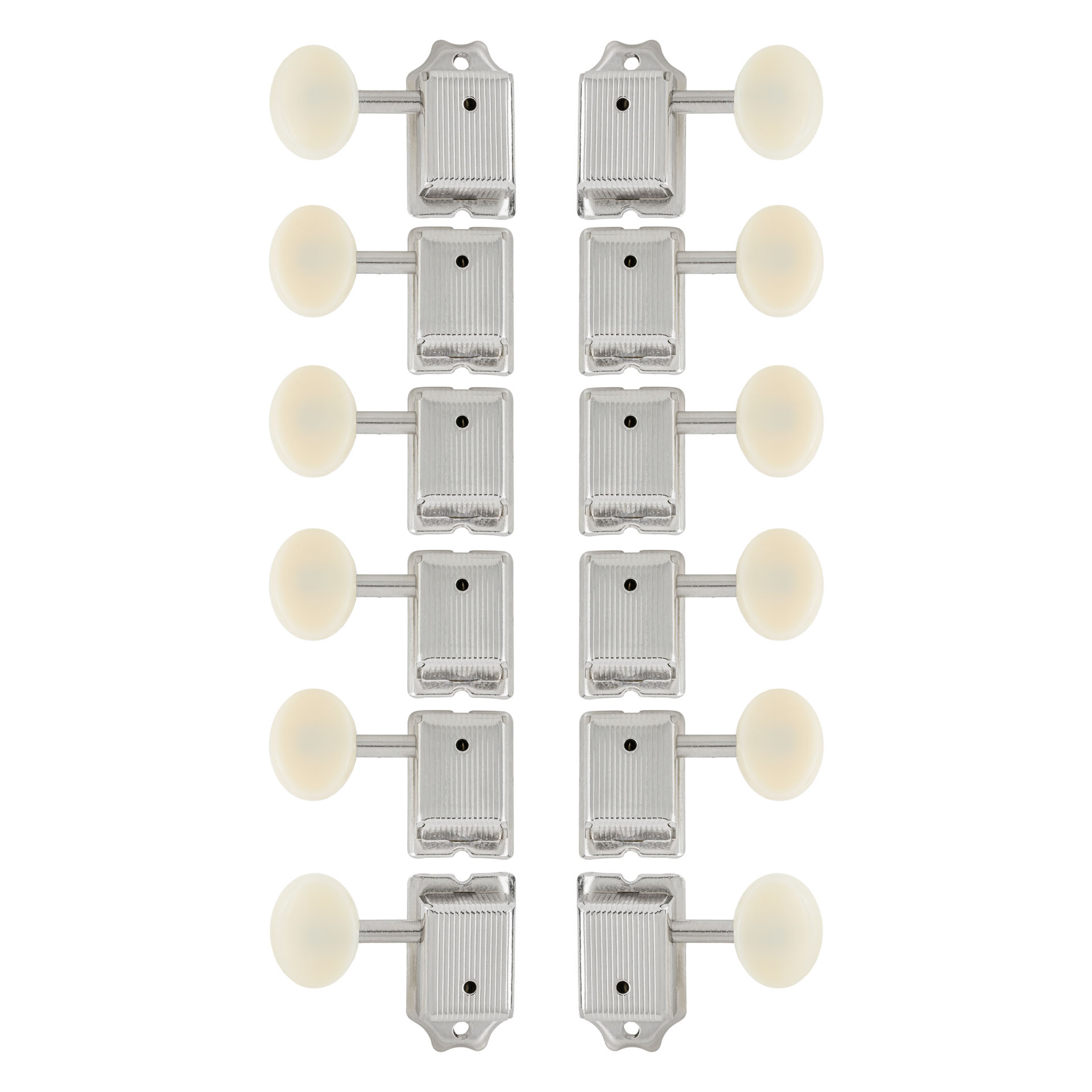Framus Parts - Tuners with Oval Plastic Knob - 12-String Hootenanny Guitar Machine Heads, 6 + 6 - Nickel