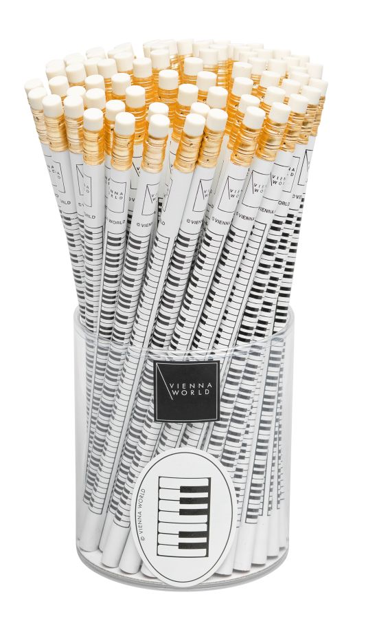 Bleistift Musik - Weiß mit Tastatur in schwarz