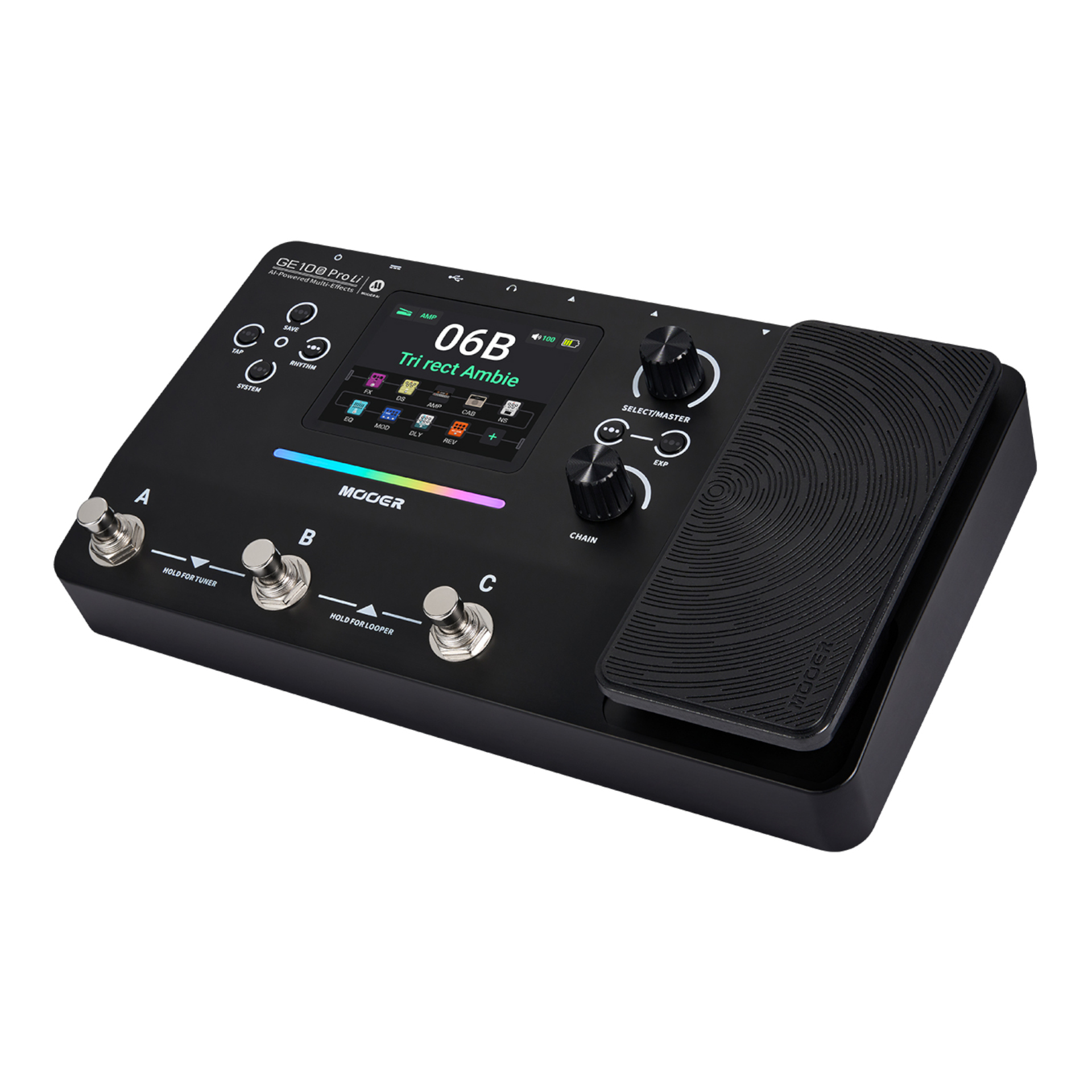Mooer GE 100 PRO Li Guitar Multi FX Processor with AI technology and lithium battery