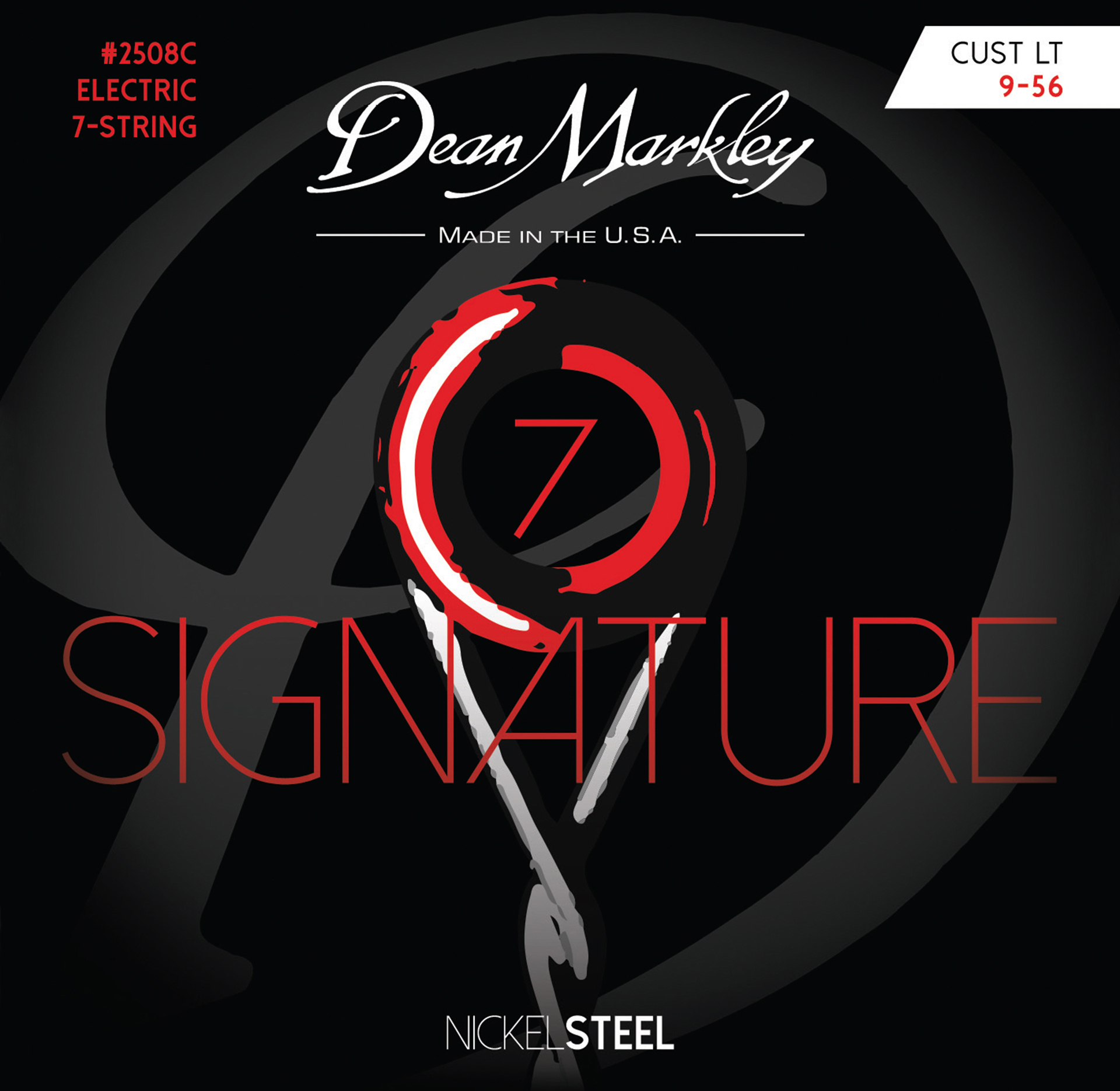 Dean Markley Signature - 2508 C - Electric Guitar String Set, 7-String, Custom Light, .009-.056