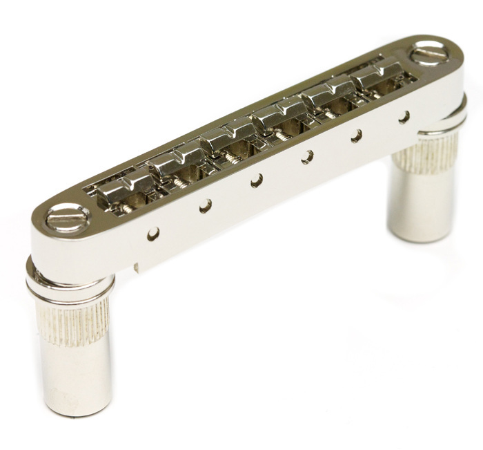 ResoMax PM-8863-N0 - NV1 Tune-O-Matic Bridge with ResoMax Saddles (Large Posts, 6 mm) - Nickel