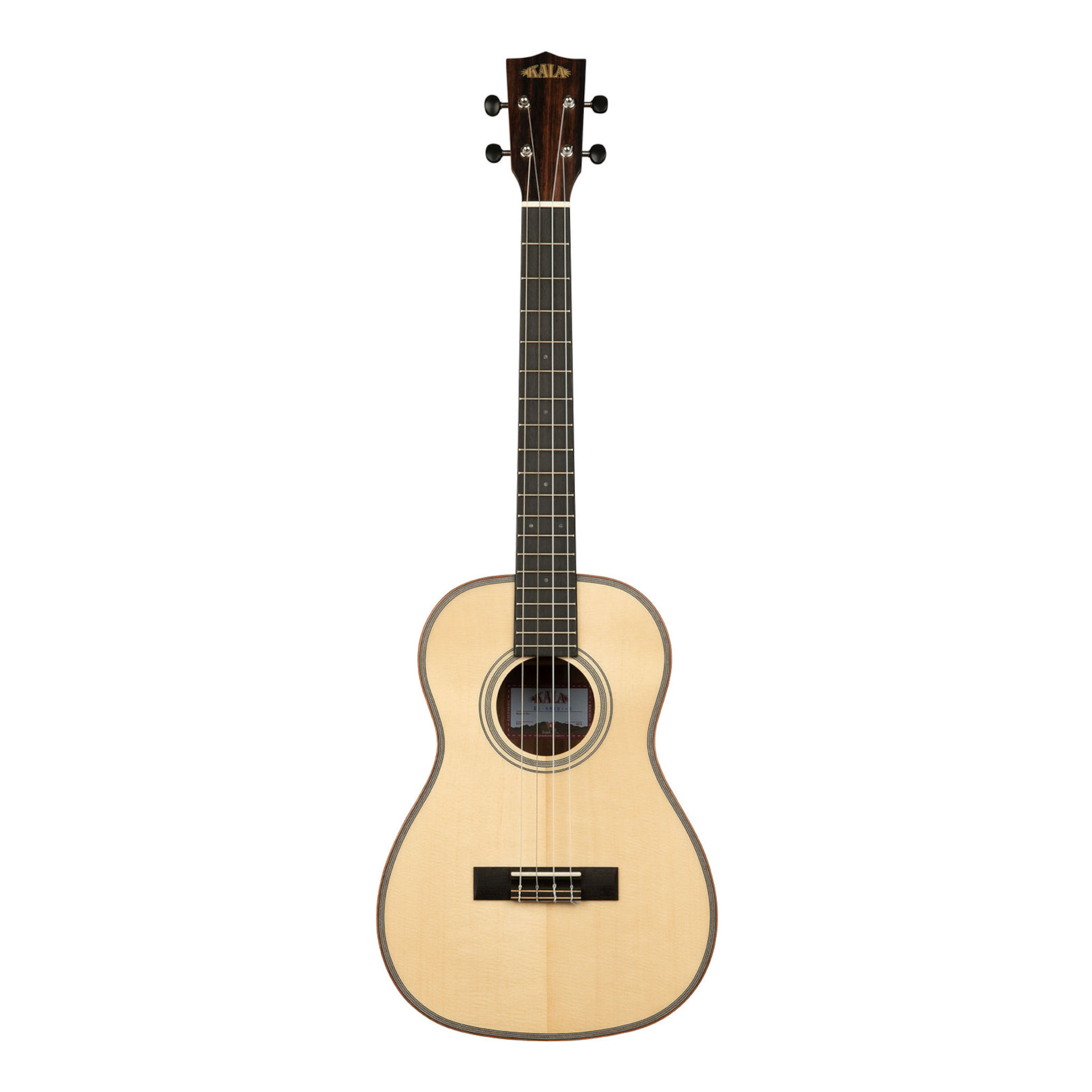KALA KA-SSEBY-B - Solid Spruce Top Striped Ebony Baritone Ukulele, with Bag (UB-B)