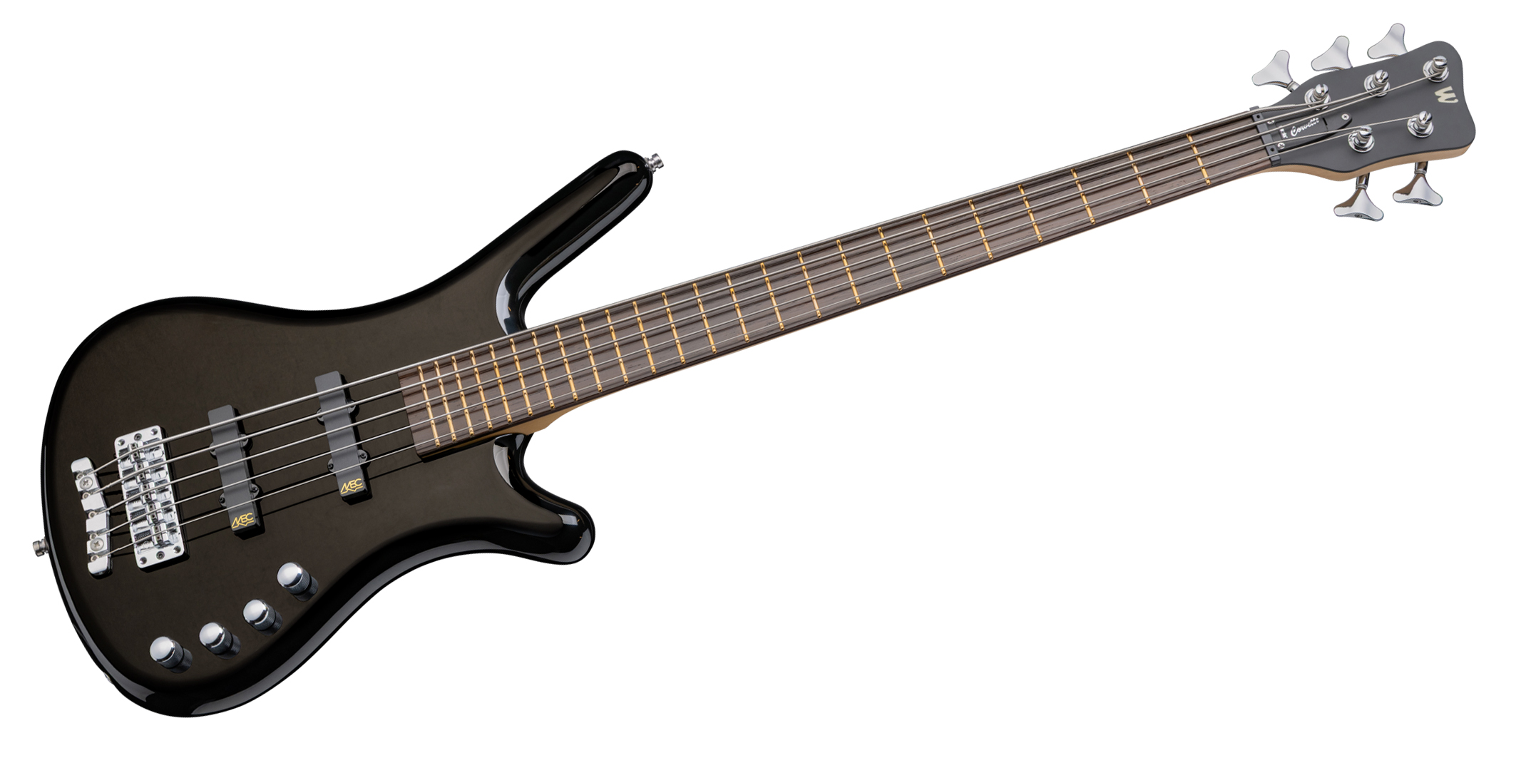 Warwick RockBass Corvette Basic, Medium Scale, 5-String - Solid Black High Polish