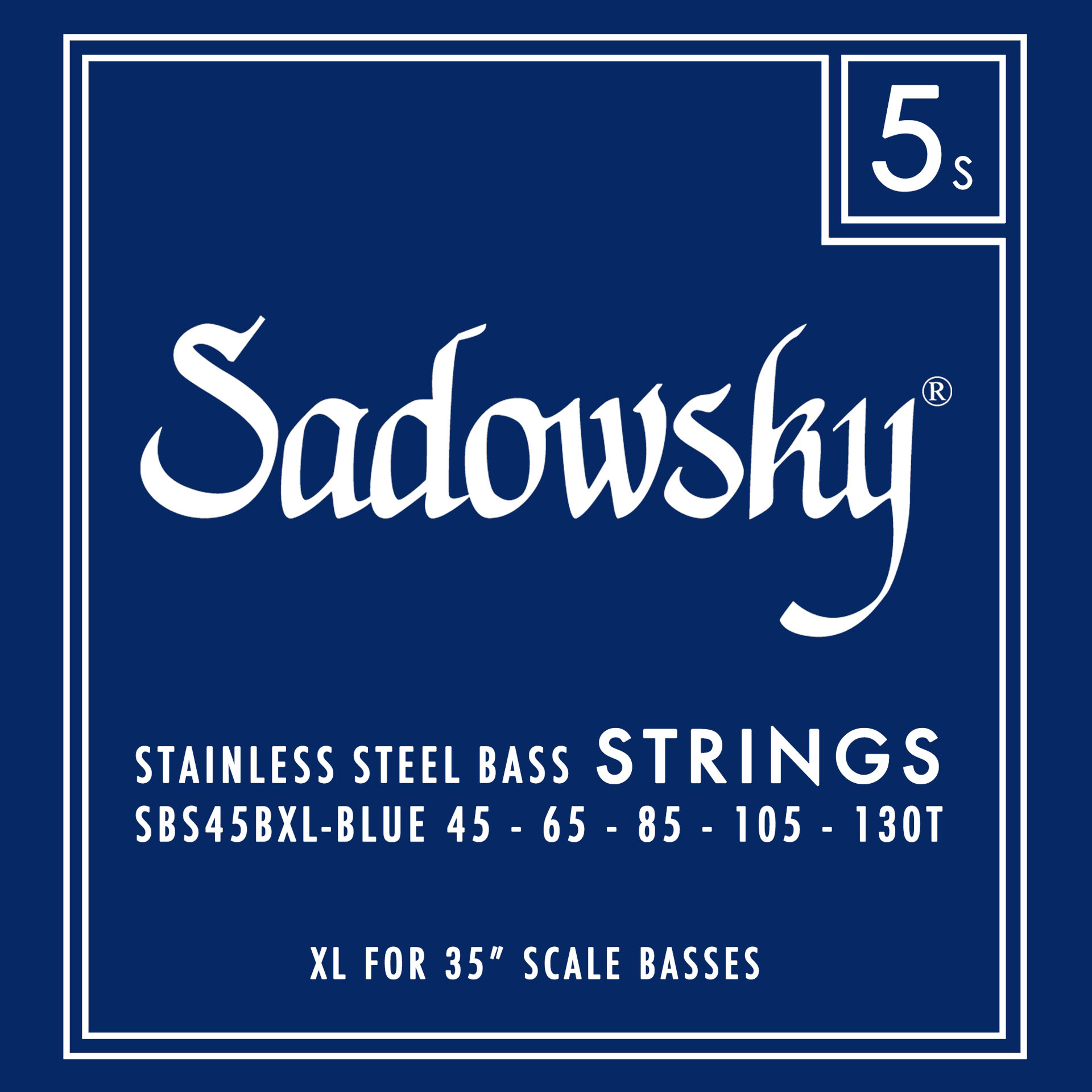 Sadowsky Blue Label Bass String Set - 5-String, Stainless Steel, Taperwound, Extra Long Scale (35"), .045-.130