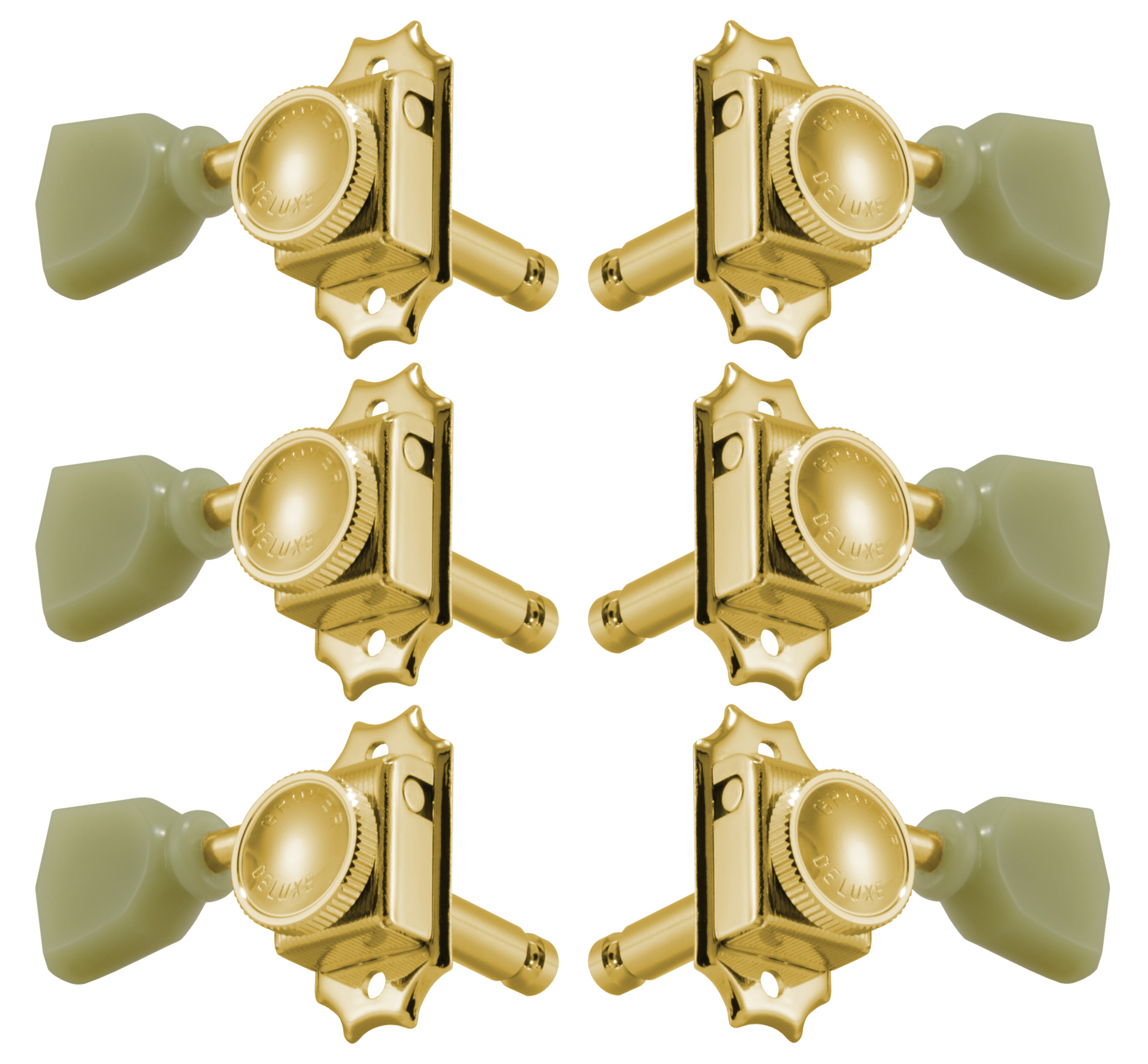 Grover 533GK Vintage Locking Rotomatics with Keystone Button - Guitar Machine Heads, 3 + 3 - Gold