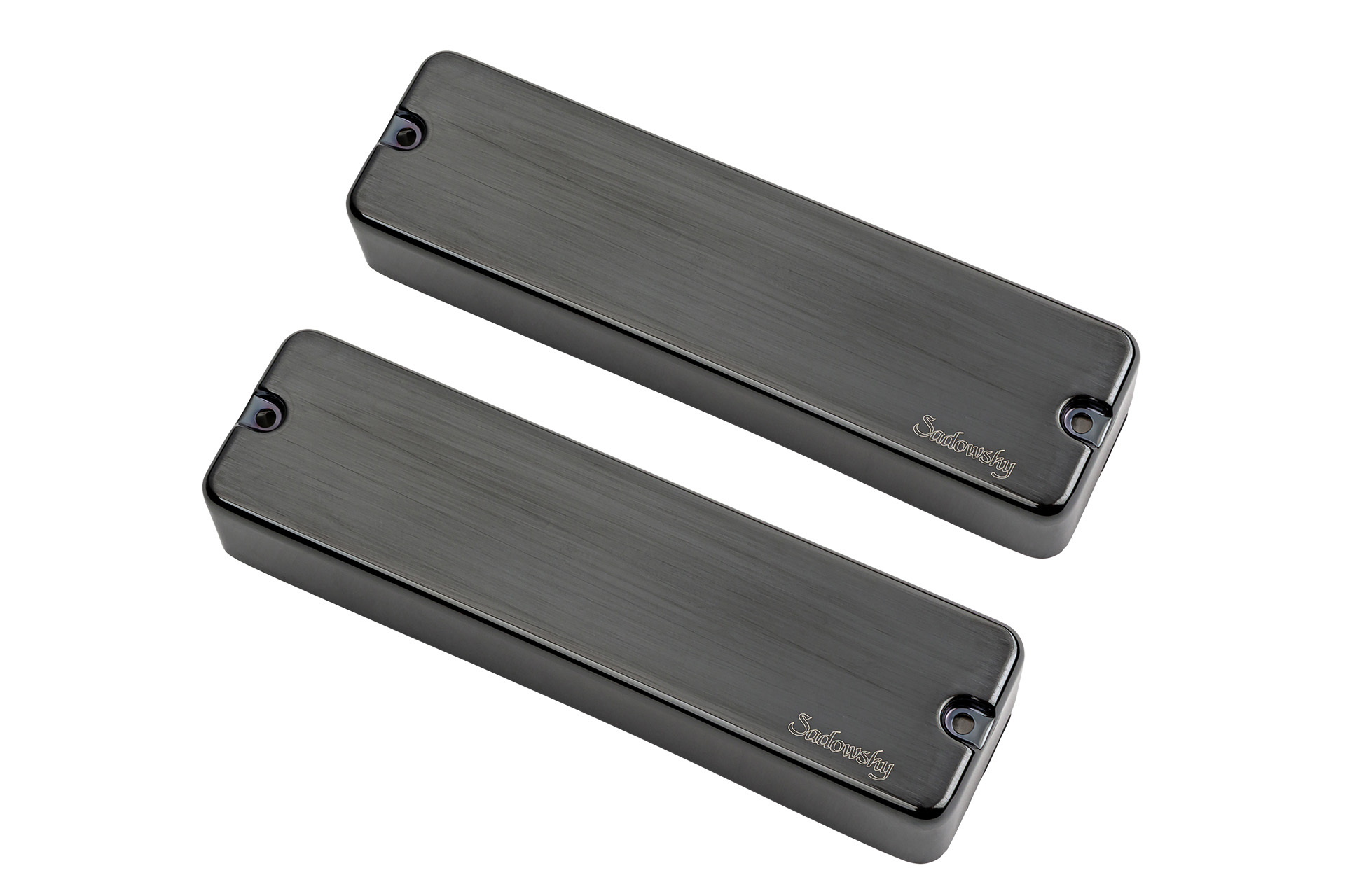 Sadowsky Soapbar Humbucker Bass Pickup Set, Passiv, Dual Coil, 6-String - Bridge & Neck - Brushed Black Chrome Cover