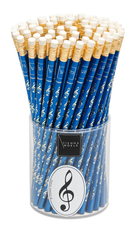 Bleistift Musik - blau mit Violinschlüssel in gold