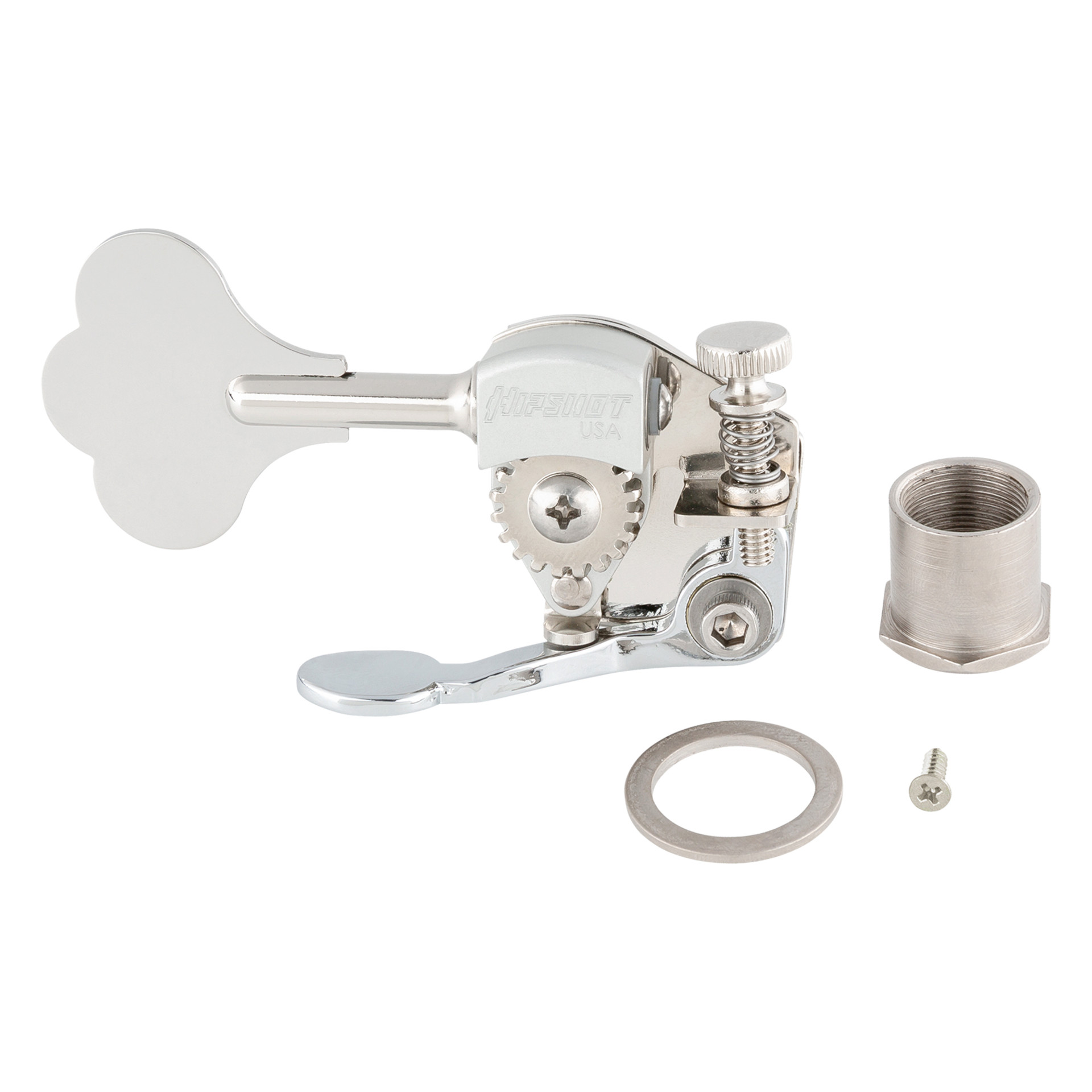 Hipshot HE6 - Bass Xtender for Hipshot HB6 Ultralite and Sadowsky, 1/2" Post, Clover Key, Lefthand - Chrome