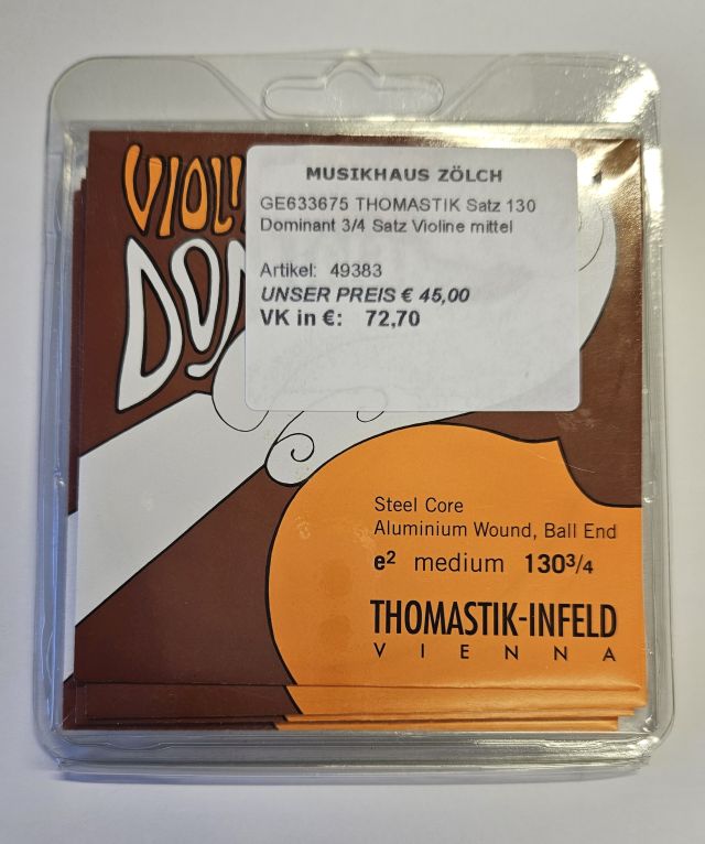 THOMASTIK Satz 130 DOMINANT Violin Saiten Satz 3/4 medium
