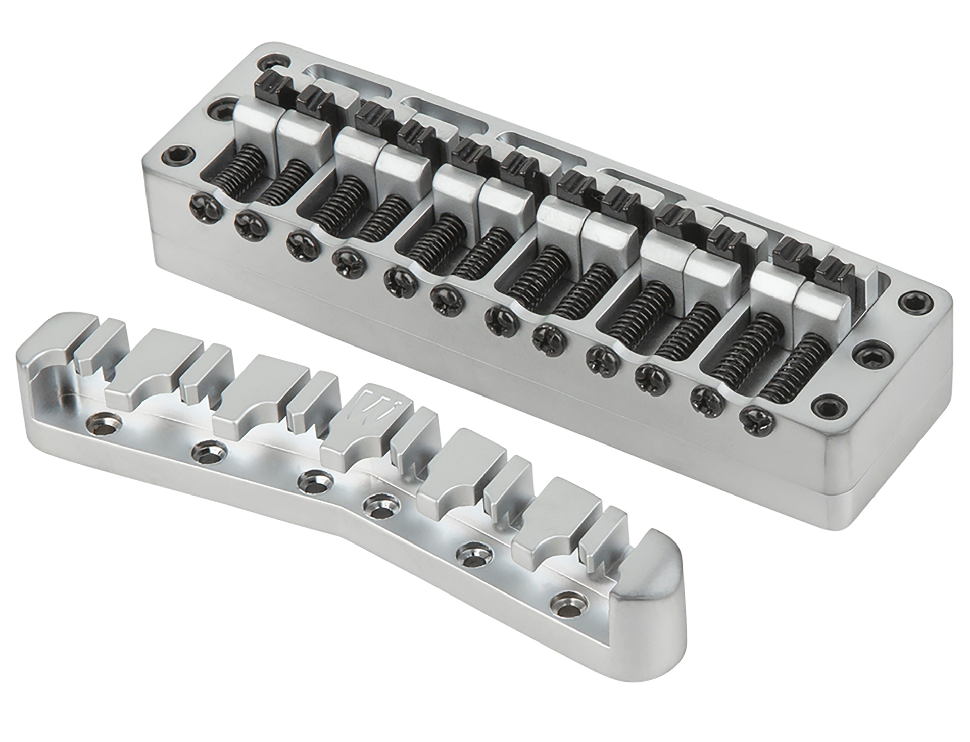 Warwick Parts - 2-Piece 3D Bridge & Tailpiece, 12-String, Brass - Satin Chrome