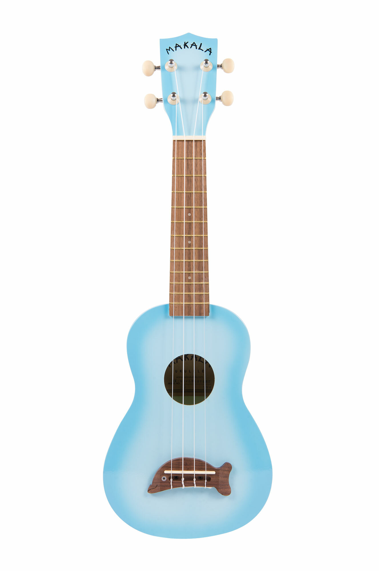 Makala Dolphin MK-SD-LBLBURST - Light Blue Burst Soprano Dolphin Ukulele, with Tote Bag