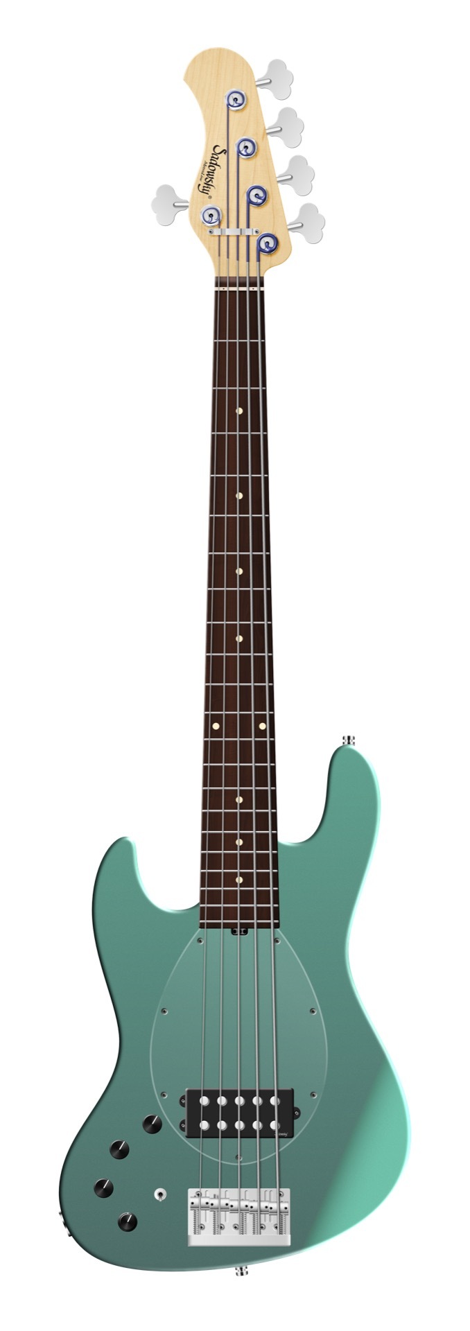 Sadowsky MetroLine 21-Fret Vintage M Bass, Red Alder Body, Morado Fingerboard, 5-String, Lefthand - Solid Sage Green Metallic Satin