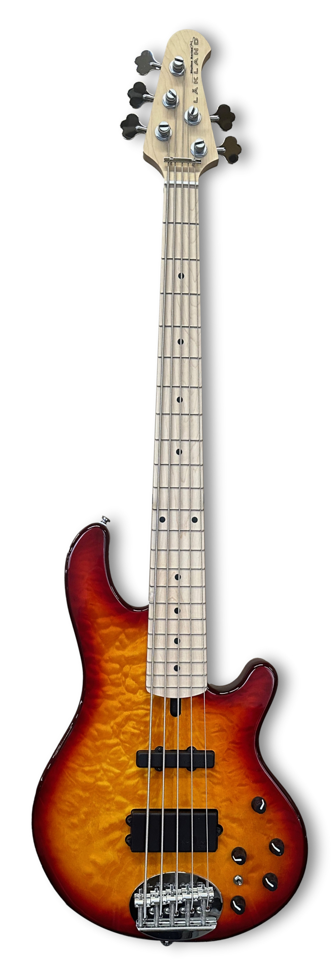 Lakland Skyline 55-02 Deluxe Bass, 5-String - Quilted Maple Top, Honey Burst Gloss