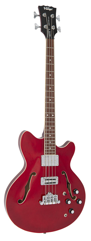 Vintage E-Bass REVO VRS450CR Supreme Semi Hollowbody, Cherry Red