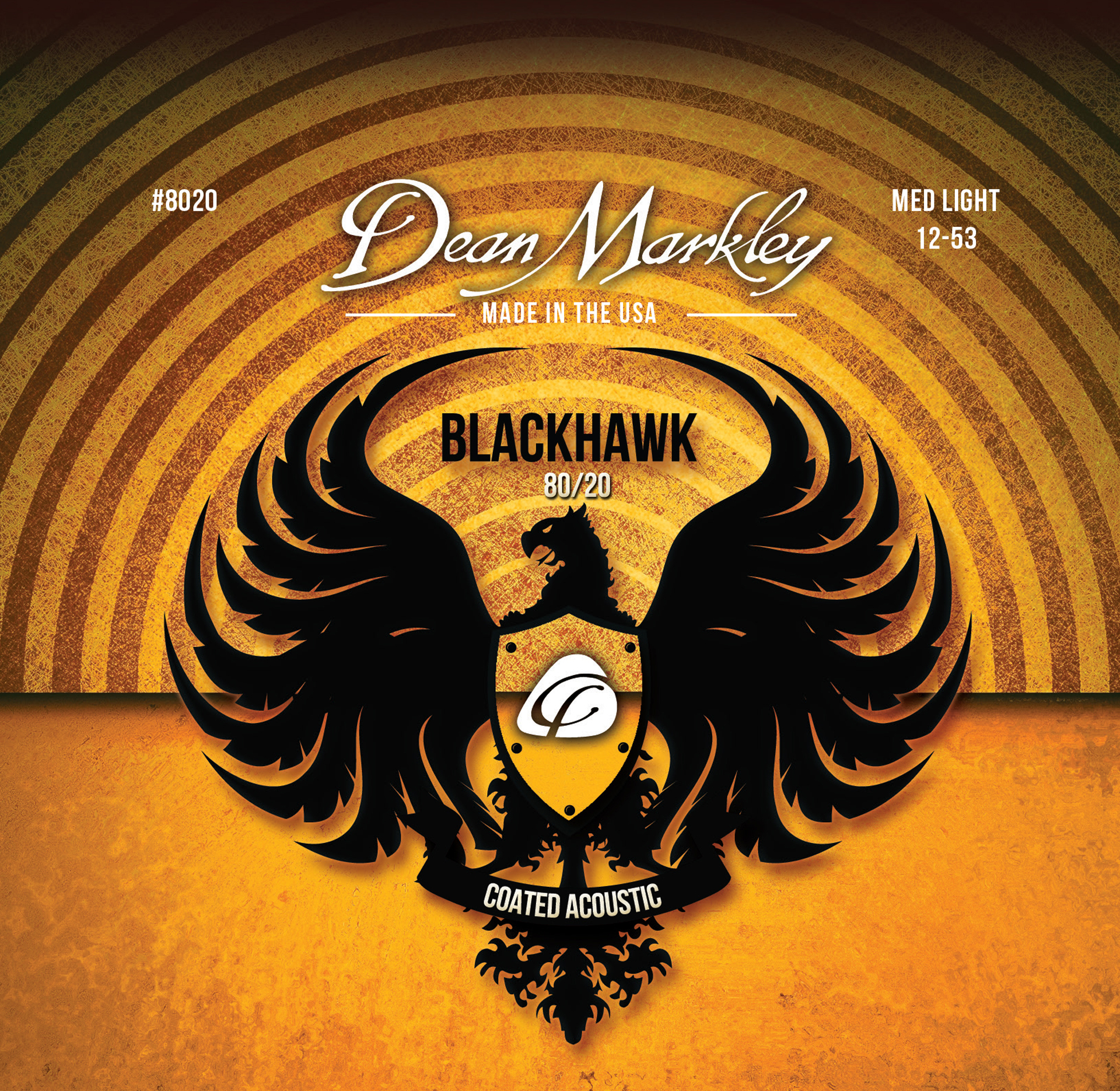 Dean Markley Blackhawk - 8020 - Coated Acoustic Guitar String Set, 80/20, Medium Light, .012-.053