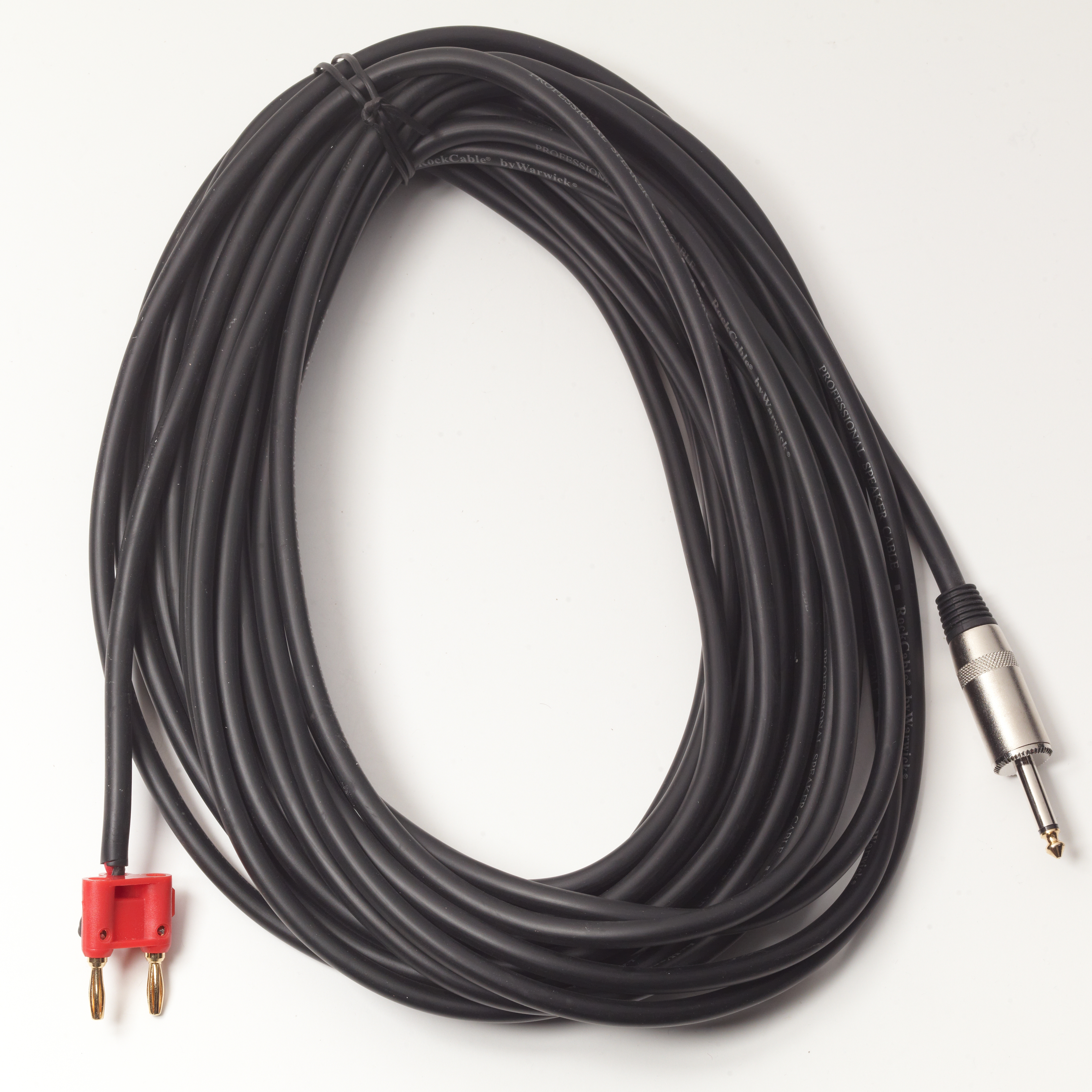 RockCable Speaker Cable - Banana Plug (4 mm) / Straight TS (6.3 mm / 1/4") - 15 m / 49.2 ft
