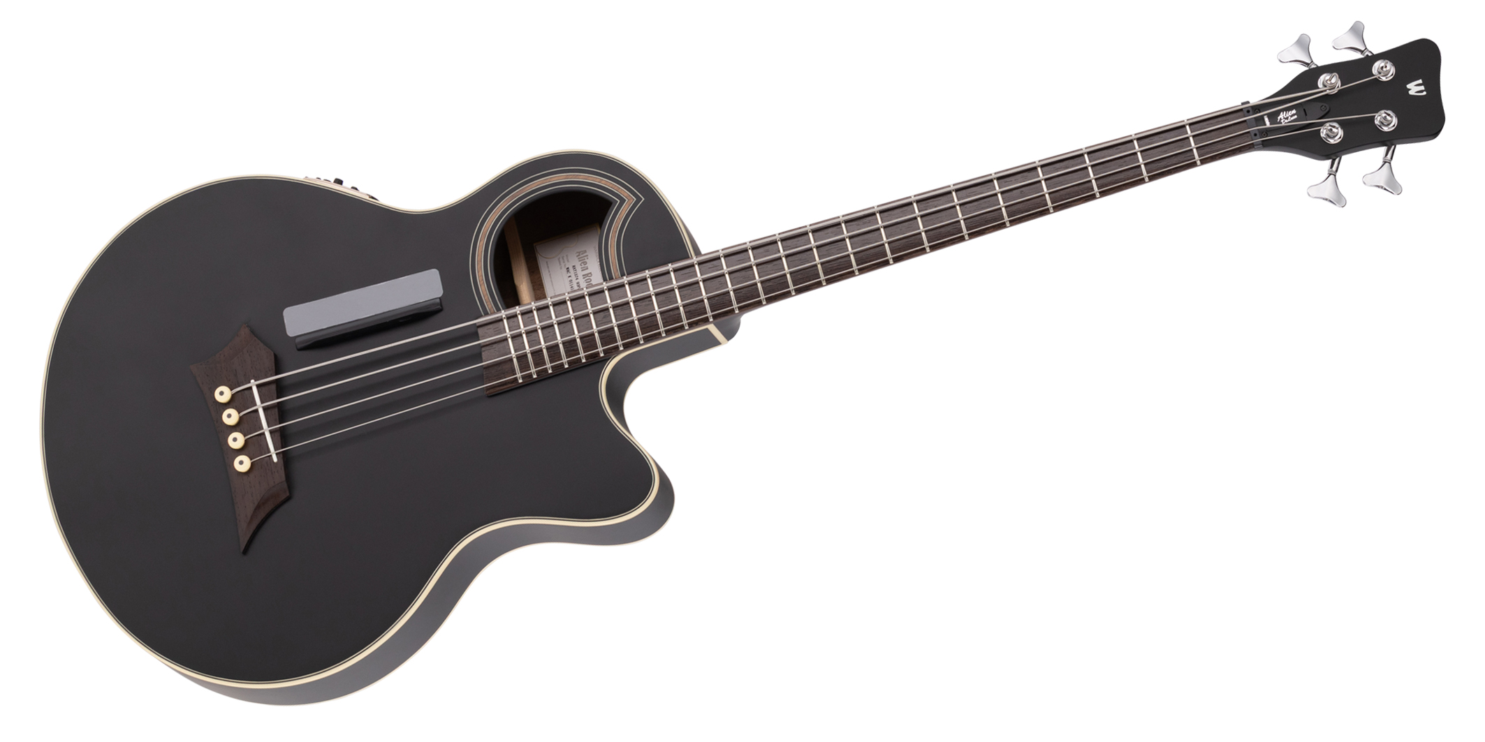 Warwick RockBass Alien Deluxe Hybrid Thinline, 4-String - Solid Black Satin