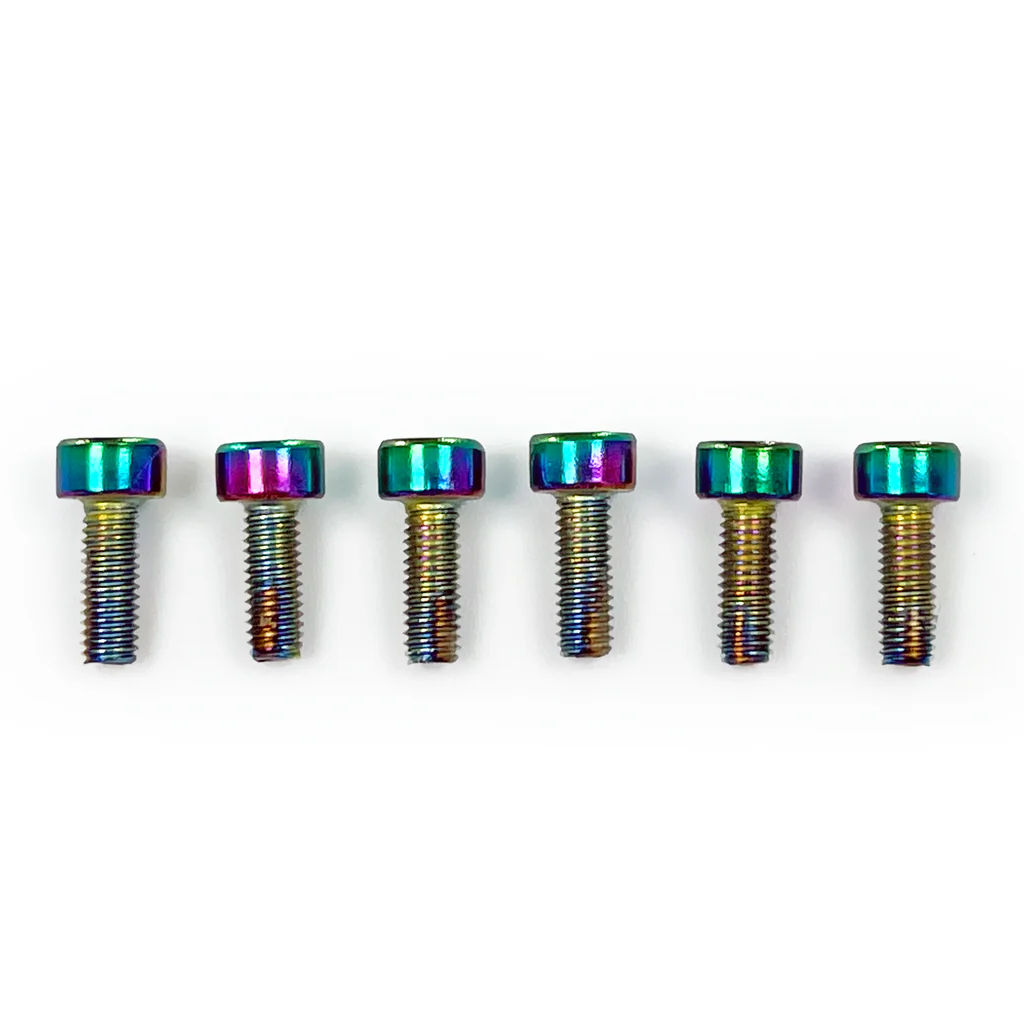Floyd Rose FROSMSBCP - Color Stainless Steel Saddle Mounting Screws (6 pcs), Burnt Chrome