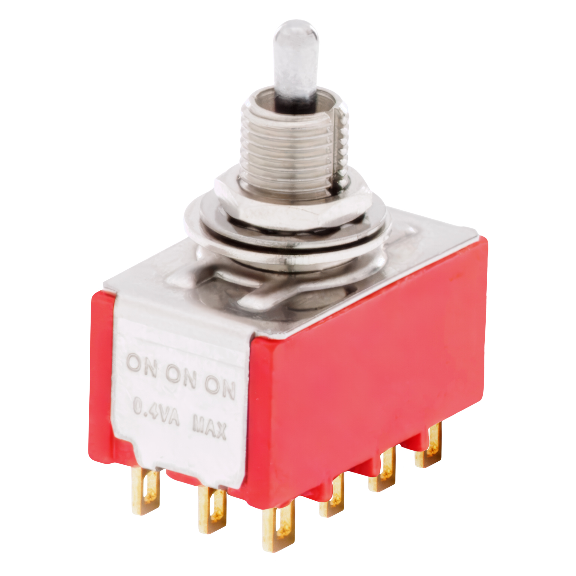MEC Mini Toggle Switch, Short, Solder Lugs, ON/ON/ON, 4P3T - Chrome