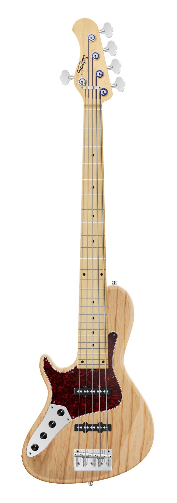 Sadowsky MetroLine 24-Fret Vintage Single Cut Bass, Swamp Ash Body, Maple Fingerboard, 5-String, Lefthand - Natural Transparent Satin