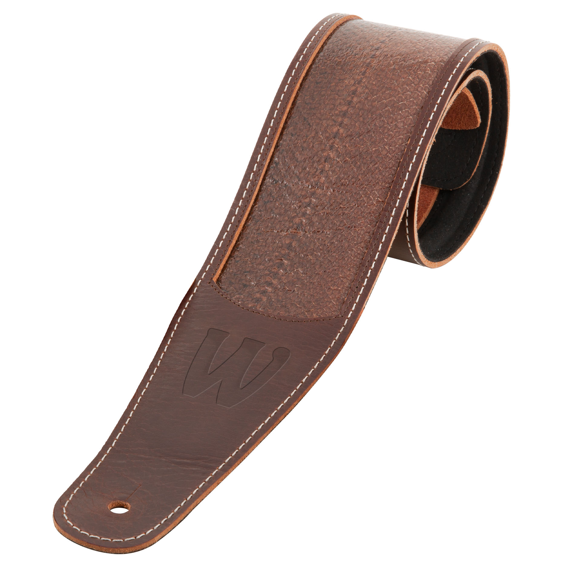 Warwick Masterbuilt Genuine Leather Bass Strap - Brown, Blind Embossing