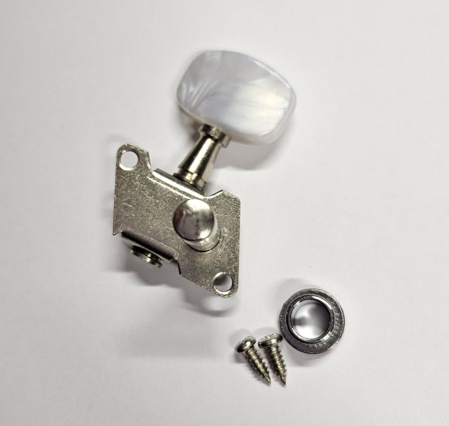 Kala Spare Parts - Machine Head, Open Gear, Perloid Knob, Right - Chrome