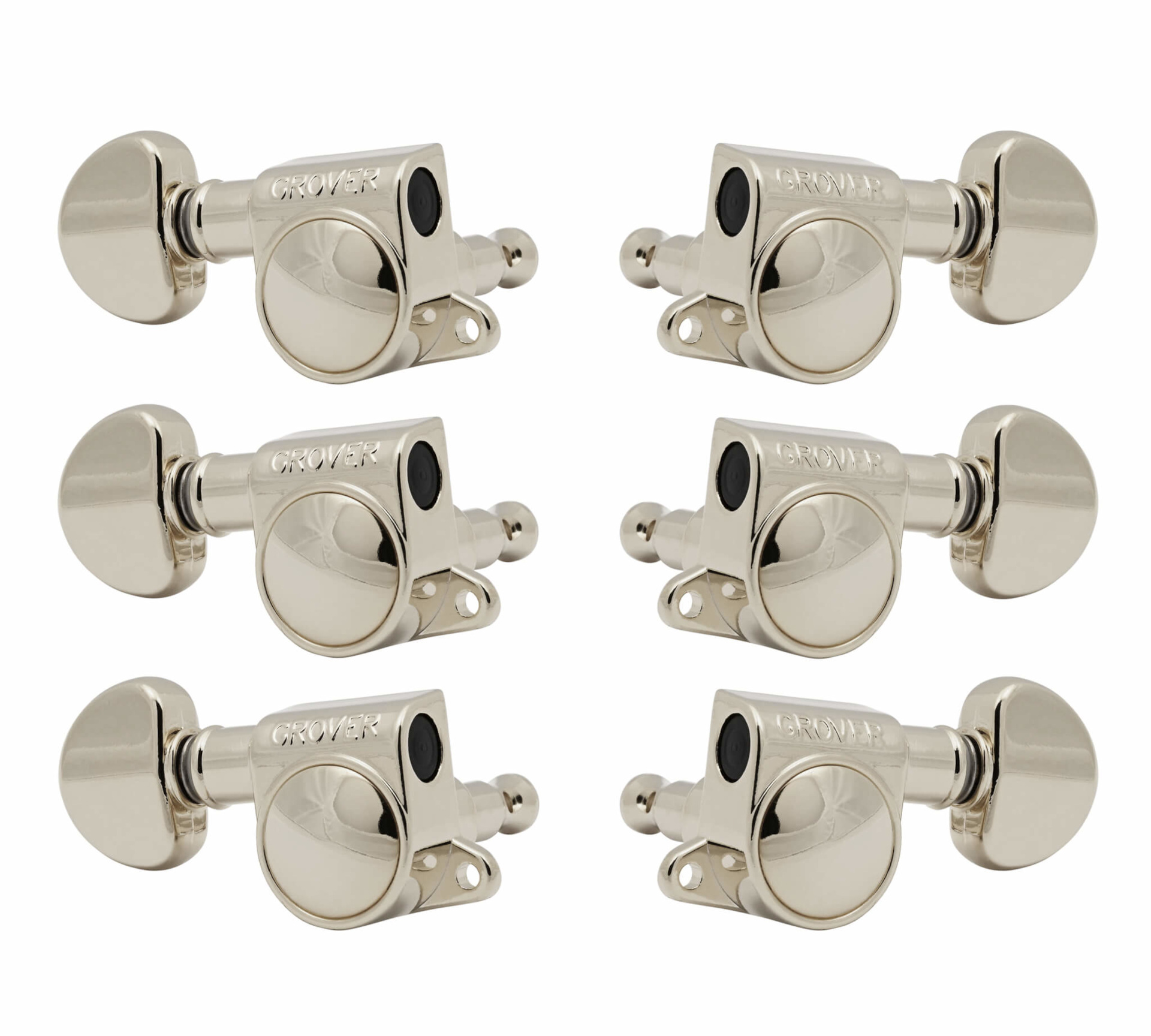 Grover 205-18N Mid-Size Rotomatics with Round Button - Guitar Machine Heads, 3 + 3 - Nickel