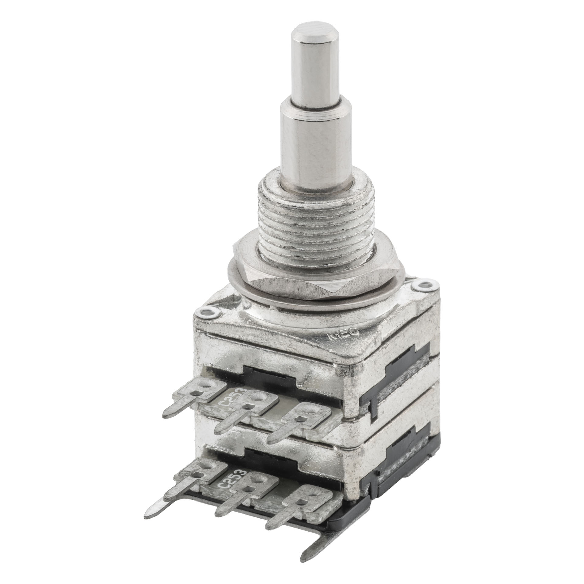 MEC Stacked Dual Mono Potentiometer, C25K / C25K, Solid Shaft