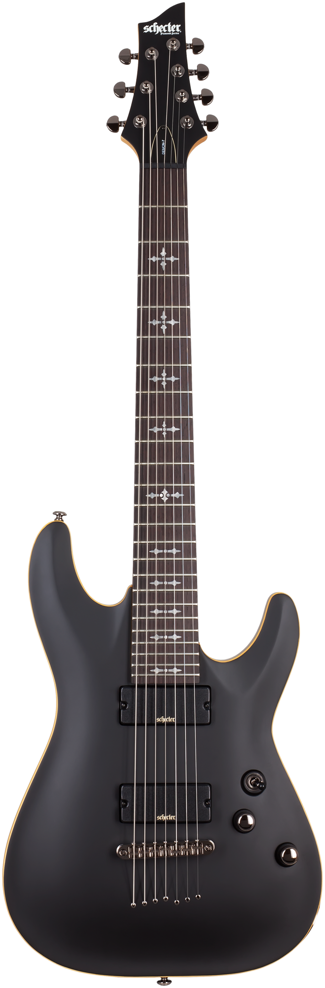 SCHECTER E-Gitarre Demon 7, Aged Black Satin