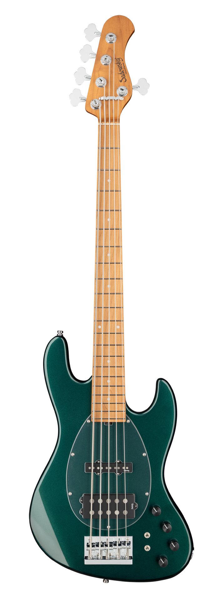 Sadowsky MetroExpress 21-Fret Vintage M/J Bass, Roasted Maple Fingerboard, 5-String - Solid Sherwood Green Metallic High Polish