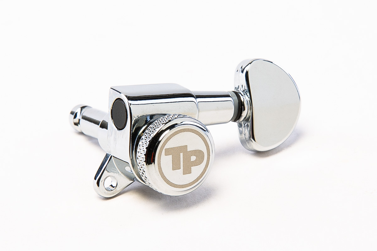 TonePros GKL70K-C Locking Tuner with 18:1 Gear Ratio and "Small Kidney" Style Button - Guitar Machine Heads, 7-In-Line - Chrome