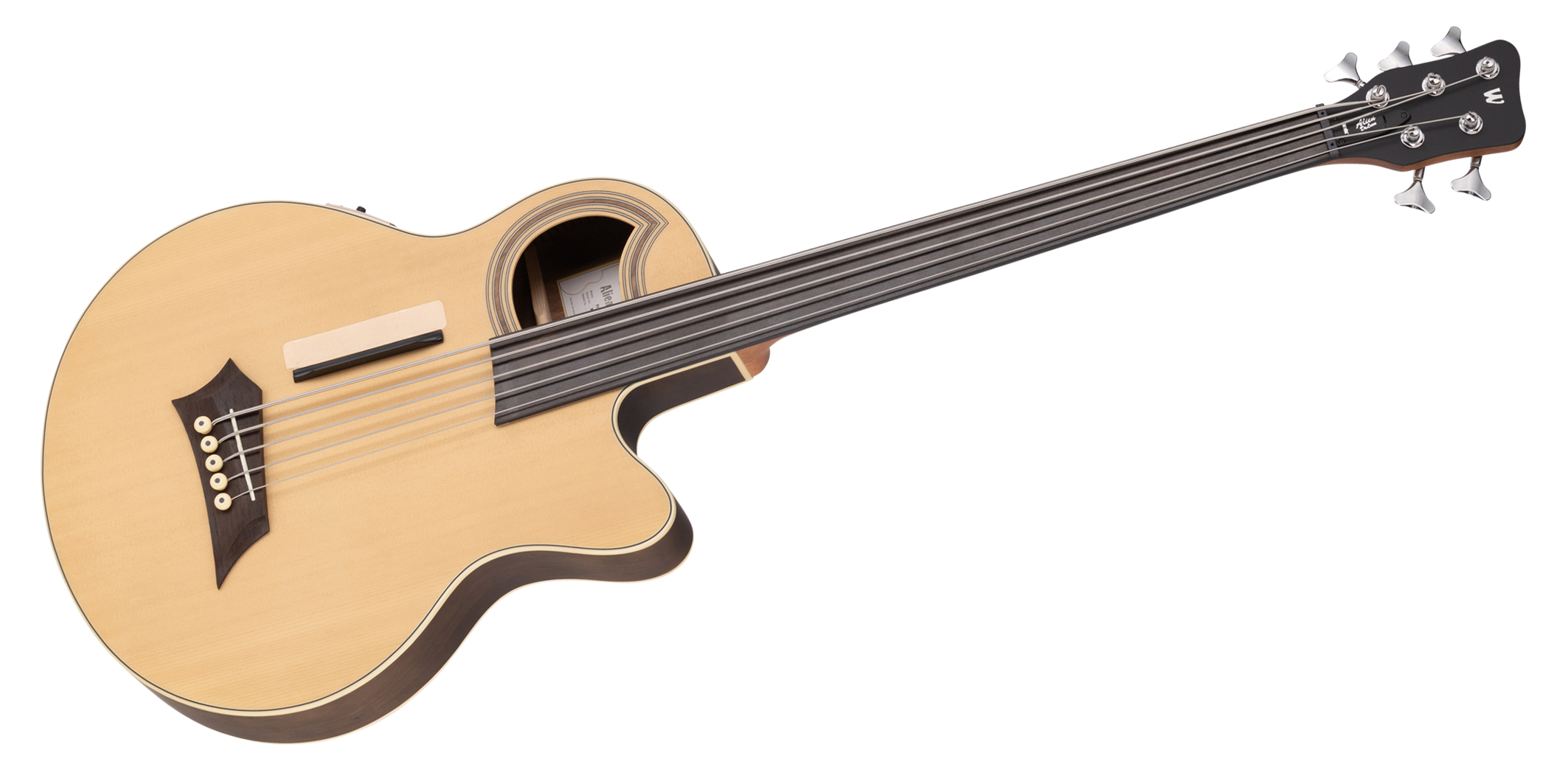 Warwick RockBass Alien Deluxe Hybrid Thinline, 5-String, Fretless - Natural Transparent Satin