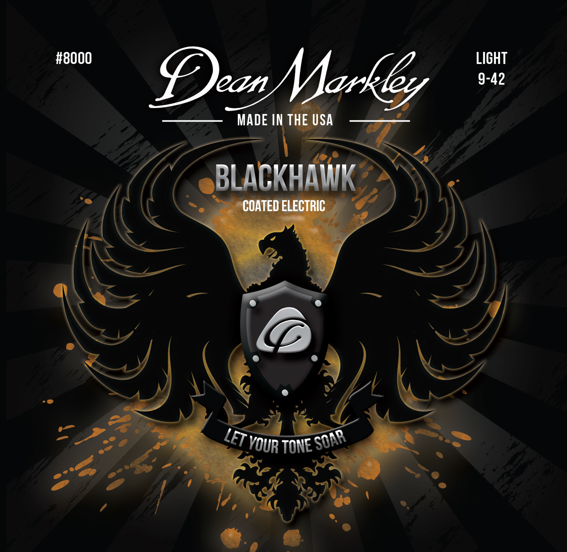 Dean Markley Blackhawk - 8000 - Coated Electric Guitar String Set, Light, .009-.042