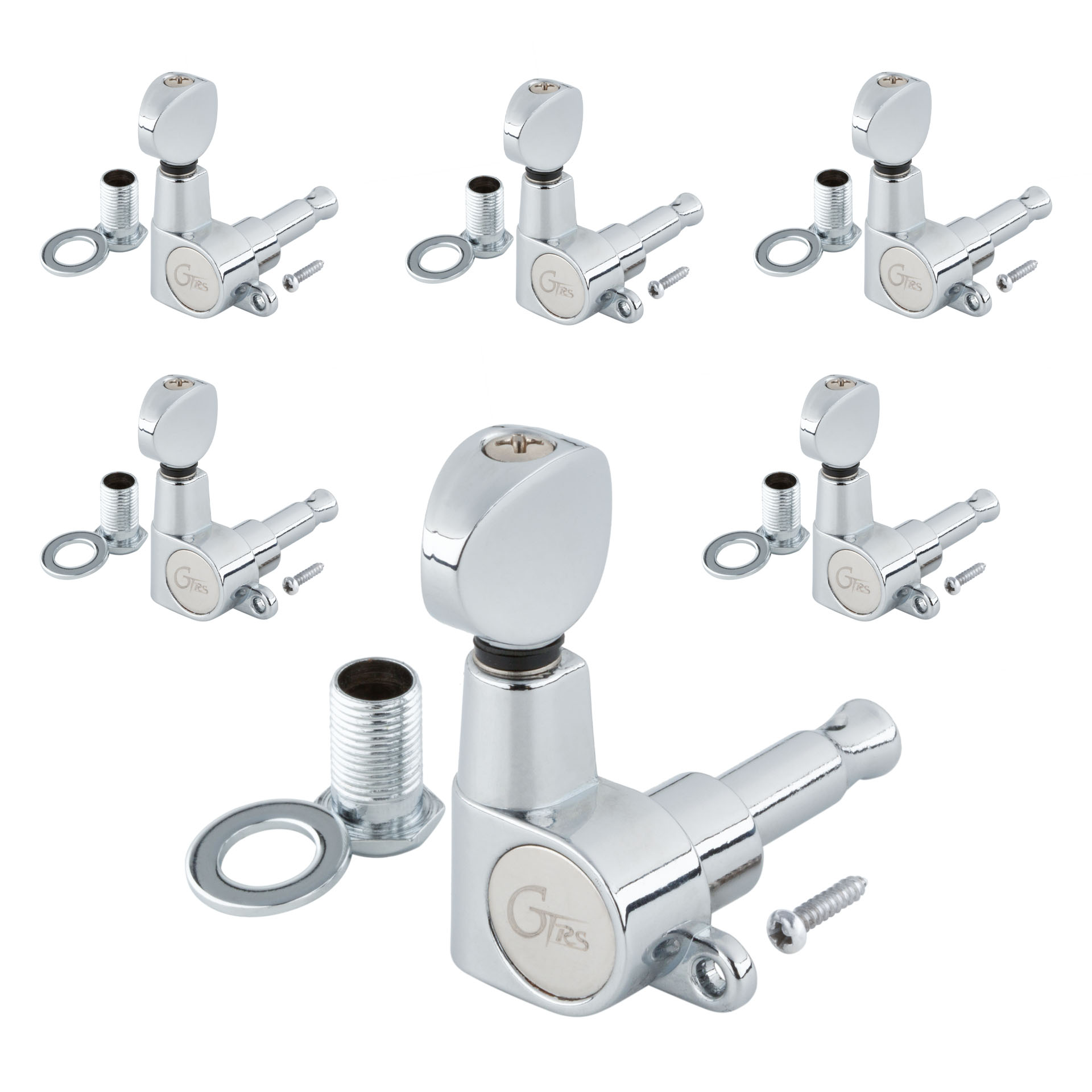 GTRS - Vintage Style Tuners for Intelligent Electric Guitars S800 and S801 - 6-in-Line, Bass Side (left) - Chrome