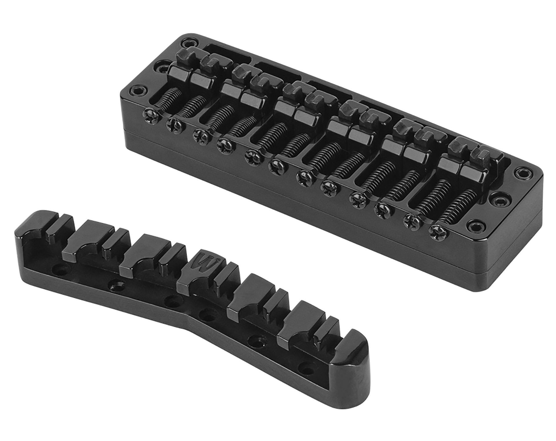 Warwick Parts - 2-Piece 3D Bridge & Tailpiece, 12-String, Brass - Black