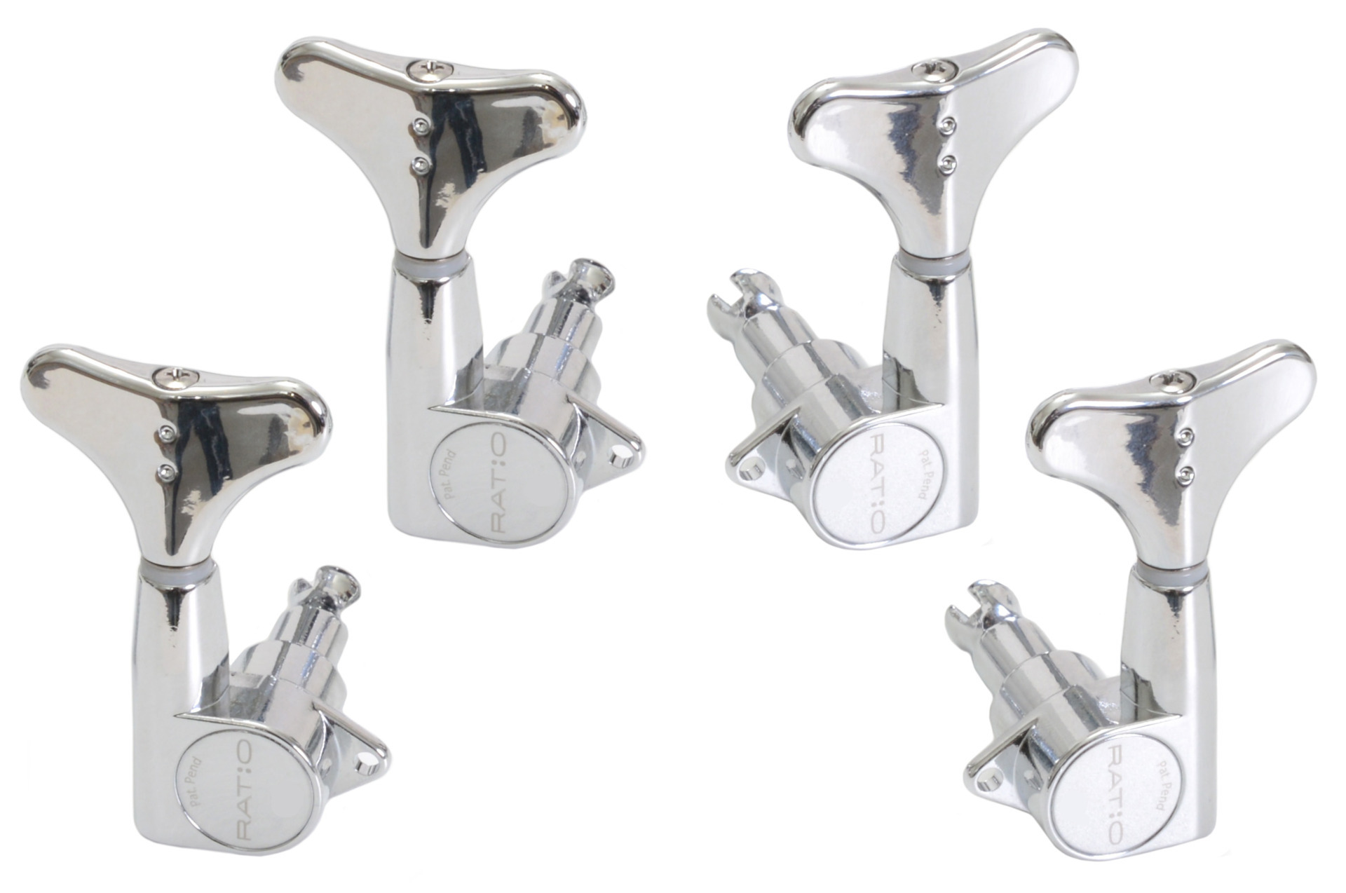 Graph Tech PRB-4220-C0 Ratio Bass Machine Heads with Y-Style Button - 4-String, 2 + 2 - Chrome