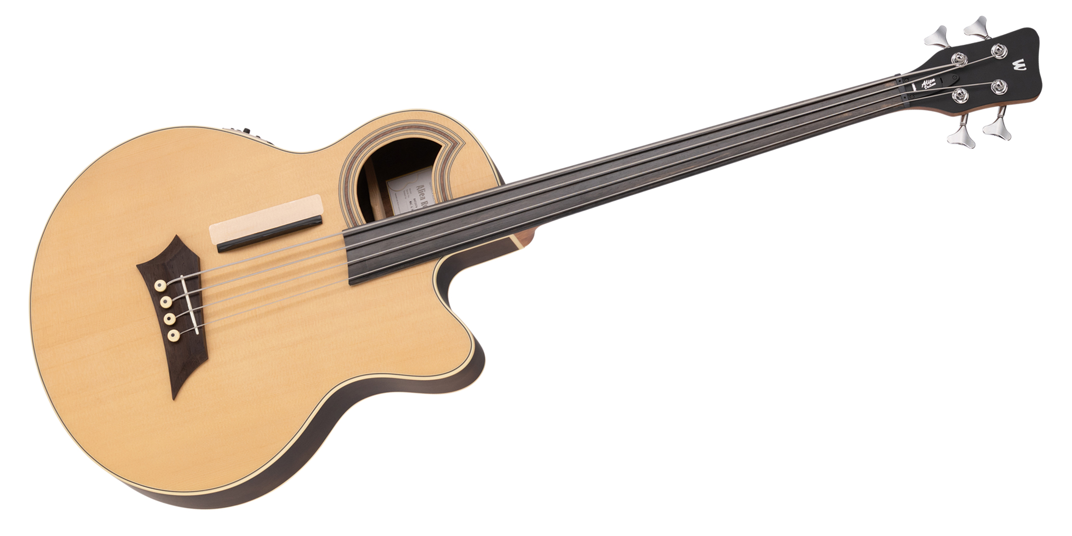 Warwick RockBass Alien Deluxe Hybrid Thinline, 4-String, Fretless - Natural Transparent Satin