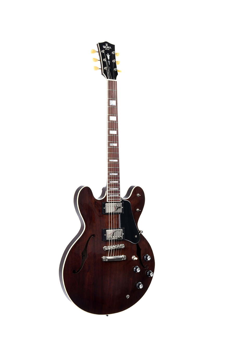 Sigma E-Gitarre HBW-102H-DS Semi-Hollow Dark Stain inkl. Koffer