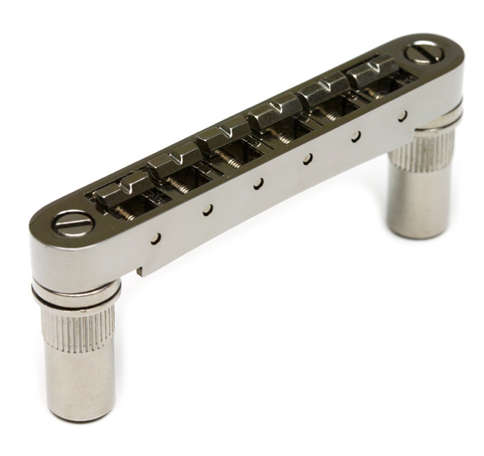 ResoMax PM-8863-BN - NV1 Tune-O-Matic Bridge with ResoMax Saddles (Large Posts, 6 mm) - Black Nickel