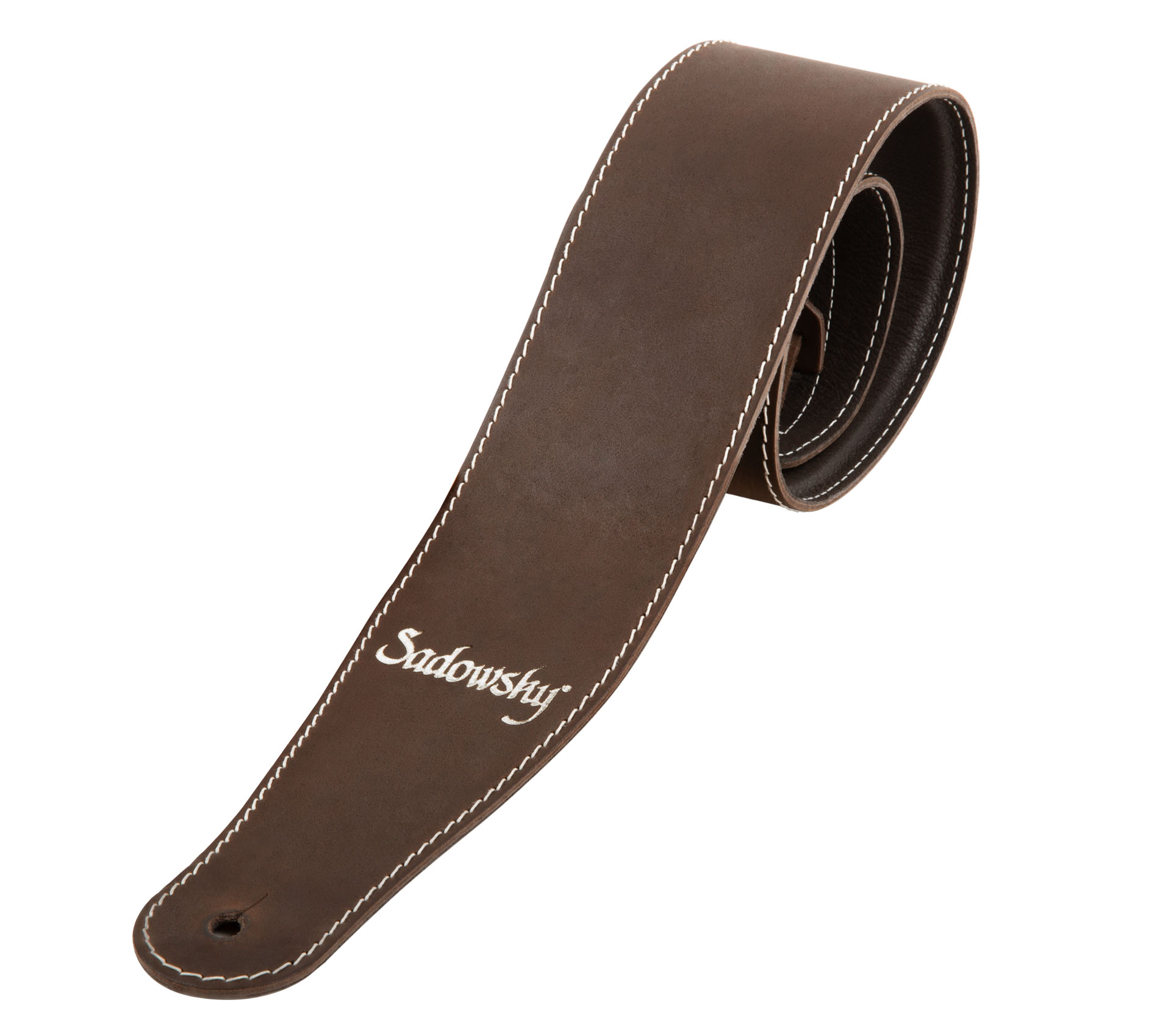 Sadowsky MetroLine Genuine Leather Bass Strap - Brown, Silver Embossing