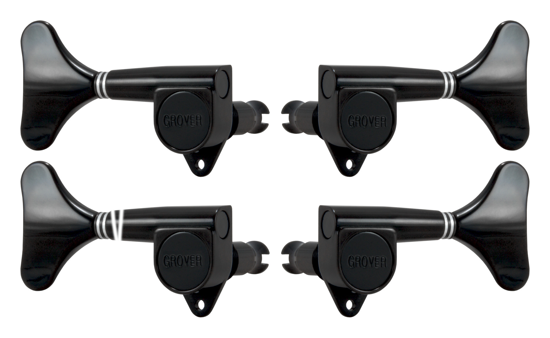 Grover 144BC Mini Bass Machines - Bass Machine Heads, 2 + 2 - Black Chrome